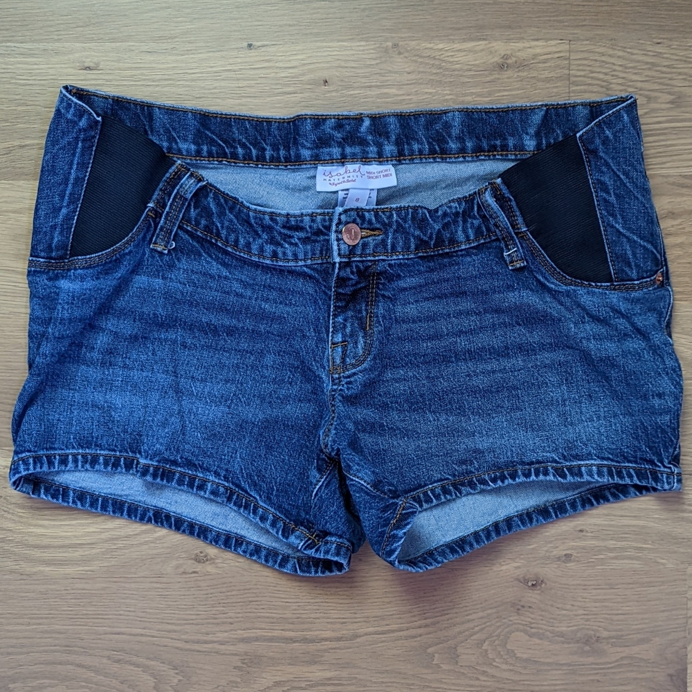 Isabel Maternity Midi Jean Shorts, Size 8